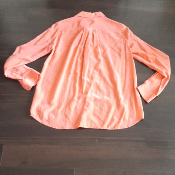 Club Monaco 100% Silk Long Sleeve Blouse - Coral - Picture 2 of 4